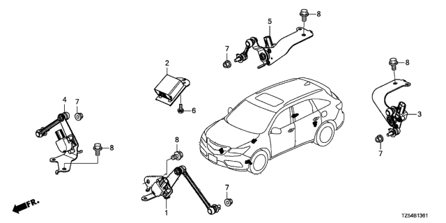 2020 Acura MDX Sensor Assembly, Left Rear Headlightadjuster Diagram for 33146-TRX-H01