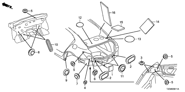 2020 Acura TLX Grommet (Rear) Diagram