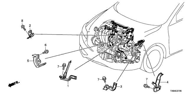 2013 Acura ILX 4 Door 24PREM (2.4) KA 6MT Engine Wire Harness Stay (2.4L) Diagram
