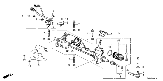 2022 Acura MDX Power Steering Rack Diagram for 53620-TYC-A12