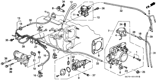 1993 Acura Integra 3 Door RS KL 5MT Throttle Body Diagram