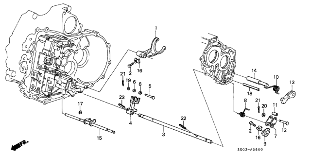 1987 Acura Legend Fork, Reverse Shift Diagram for 24111-PL5-000