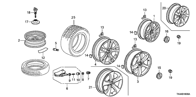 2011 Acura TL Wheel-Center Cap Hub Cover Diagram for 44732-S3V-A01