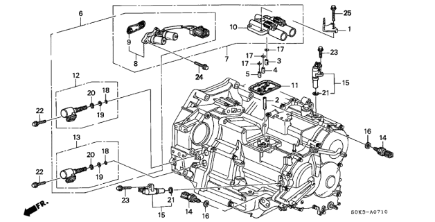 1999 Acura TL 4 Door TL KA 4AT 4AT Sensor - Solenoid Diagram