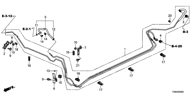 2021 Acura ILX 4 Door 24TECH (A-SPEC) KA DCT Fuel Pipe Diagram