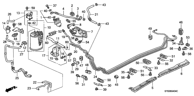 2000 Acura Integra 4 Door LS KA 5MT Fuel Pipe Diagram