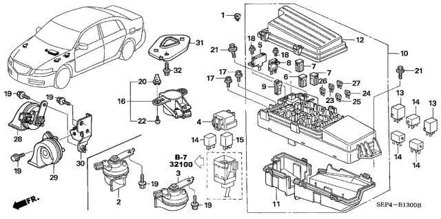 2005 Acura TL Box Assembly, Relay Diagram for 38250-SEP-A01