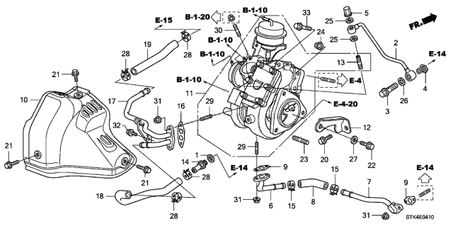 2011 Acura RDX Tube Joint Diagram for 19500-RWC-A00