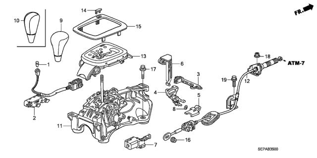 2008 Acura TL 4 Door BASE (NAVIGATION) KA 5AT Select Lever Diagram