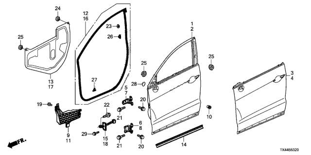 2018 Acura RDX Front Door Panels Diagram