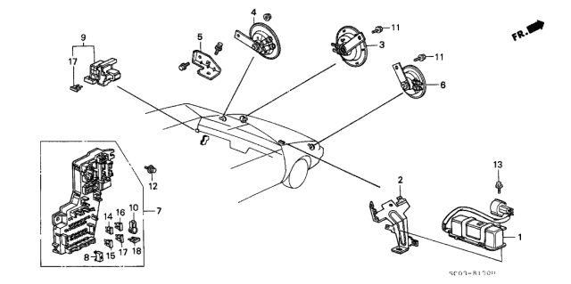 1988 Acura Legend Fuse Box Assembly Diagram for 38200-SG0-A04