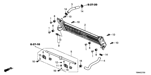 2021 Acura NSX Radiator Intake Pipe Assembly Diagram for 1J470-58G-A01