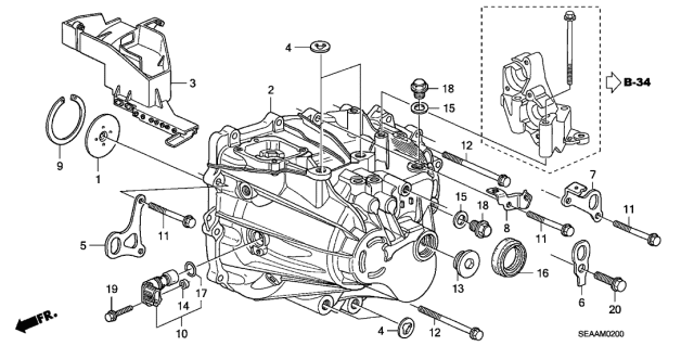 2008 Acura TSX MT Transmission Case Diagram