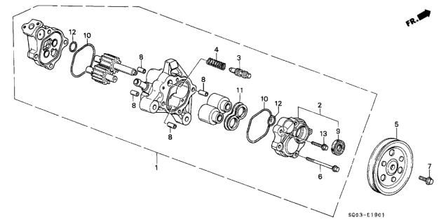 1988 Acura Legend Power Steering Pump Sub-Assembly Diagram for 56110-PH7-030