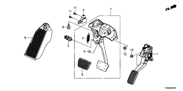 2014 Acura ILX Hybrid Pedal Assembly, Accelerator Diagram for 17800-TR0-A01