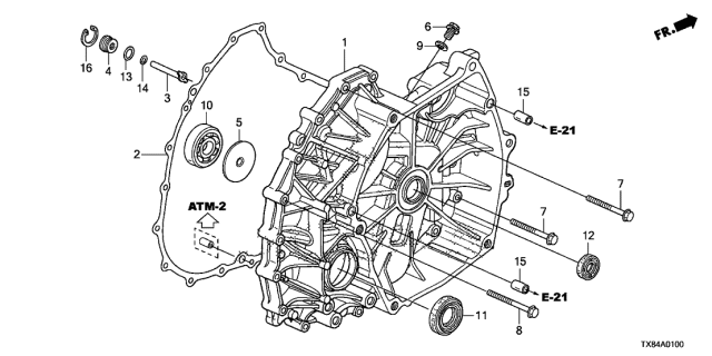 2014 Acura ILX Hybrid AT Flywheel Case Diagram