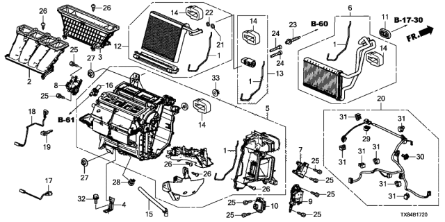 2013 Acura ILX Hybrid Heater Sub-Assembly Diagram for 79106-TX8-A41
