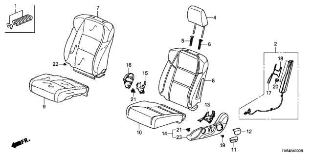 2013 Acura ILX Front Seat Diagram 1