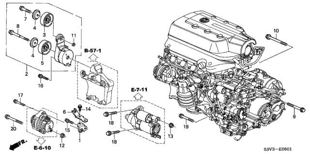 2003 Acura MDX Alternator Bracket Diagram