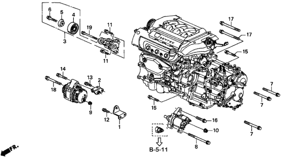 1997 Acura CL Bracket, Alternator Diagram for 31112-P8A-A00