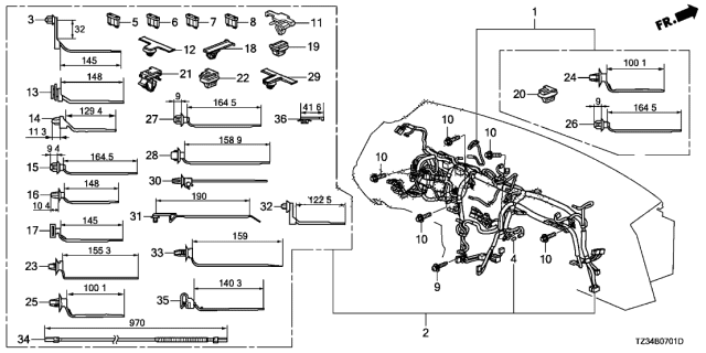 2017 Acura TLX Wire Harness, Instrument Diagram for 32117-TZ4-A01