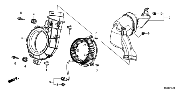 2013 Acura ILX Hybrid Duct Assembly, Fan Outlet Diagram for 1J660-R9C-003