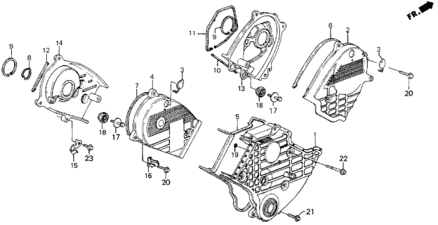 1986 Acura Legend 4 Door LX KA 4AT Timing Belt Cover Diagram