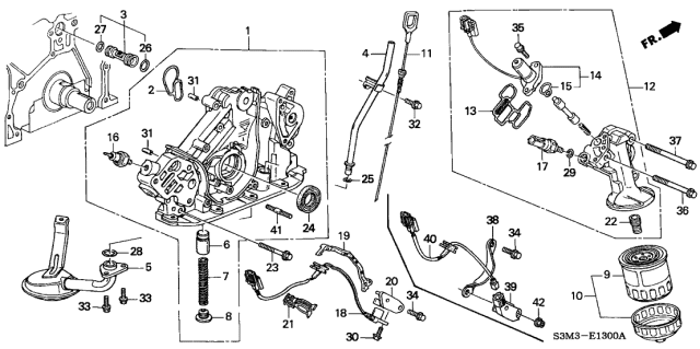 2001 Acura CL Oil Level Pipe Diagram for 15200-P8A-A00