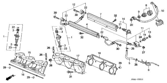 1999 Acura CL Fuel Injector Diagram