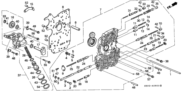 1993 Acura Integra AT Main Valve Body Diagram