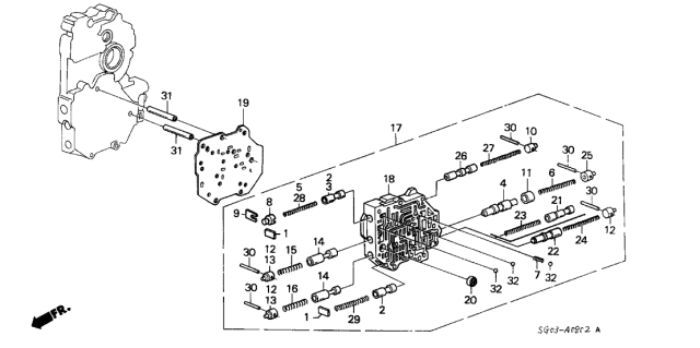 1990 Acura Legend 2 Door STD KA 4AT AT Secondary Body Diagram