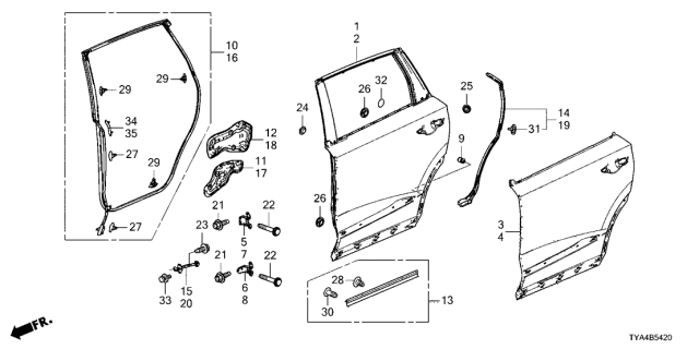 2022 Acura MDX Skin, Left Rear Door Diagram for 67651-TYA-A00ZZ