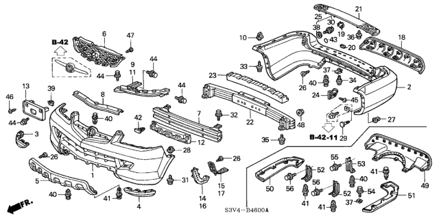 2006 Acura MDX Right Rear Bumper Air Spoiler (Cool Gray) Diagram for 71504-S3V-A00ZB