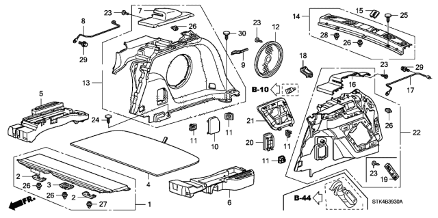 2011 Acura RDX Spacer, Driver Side Trunk Floor Side Diagram for 84575-STK-A00