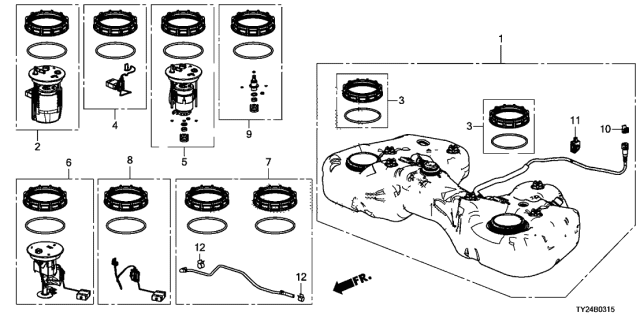 2016 Acura RLX Fuel Filter Set Diagram for 17048-TY3-000