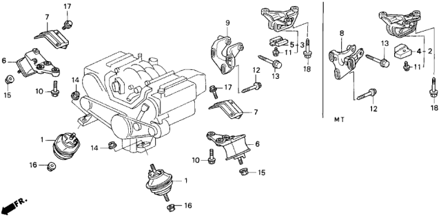 1991 Acura Legend Middle Mounting (At) Diagram for 50820-SP0-A80