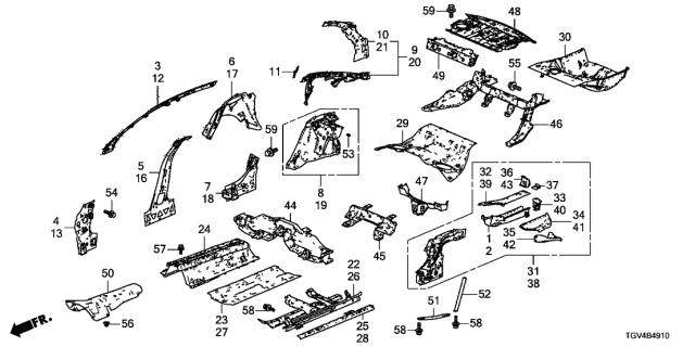 2021 Acura TLX Dashboard Insulator (Lower/Outer) Clip Diagram for 91517-SE0-003