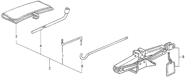 1993 Acura Vigor Tool Set (Black) (Sunroof) Diagram for 89000-SE3-A20ZA