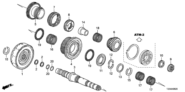 2014 Acura MDX 5 Door BASE (SH-AWD) KA 6AT AT Third Shaft - Clutch (4TH) Diagram