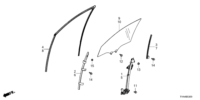 2022 Acura MDX Glass, Front Right Door Diagram for 73300-TYA-A01