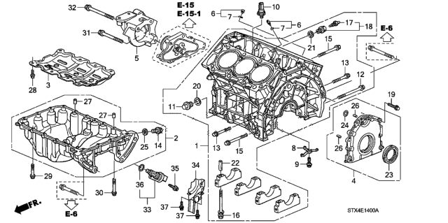 2008 Acura MDX Cylinder Block - Oil Pan Diagram