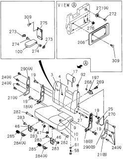 1996 Acura SLX Pad, Left Rear Seat-Back Diagram for 8-97086-928-1