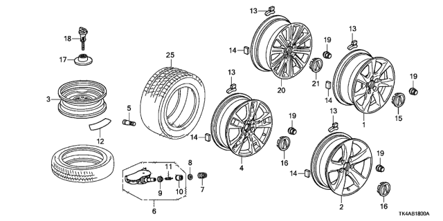 2013 Acura TL Cap Assembly, Aluminum Wheel Center Diagram for 44732-TK4-A31