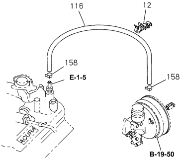 1996 Acura SLX 4 Door 4XS (BASE) KA 4AT Brake Piping (Vacuum) Diagram