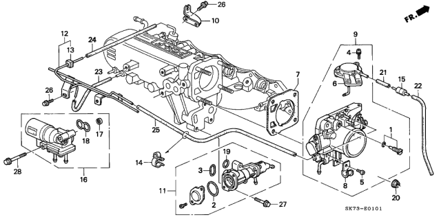 1992 Acura Integra 3 Door GS-R KL 5MT Throttle Body Diagram