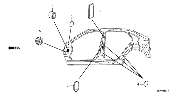 2008 Acura TSX 4 Door TSX (NAVIGATION) KA 6MT Grommet Diagram 2