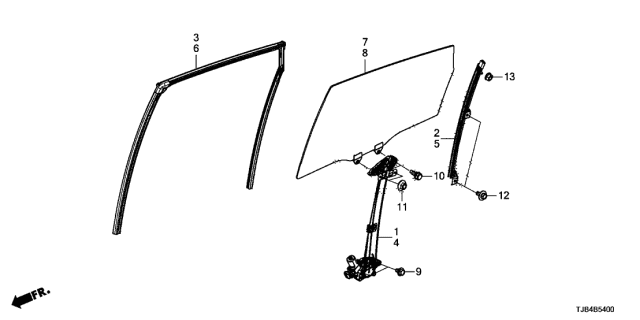 2019 Acura RDX Rear Door Windows - Regulator Diagram