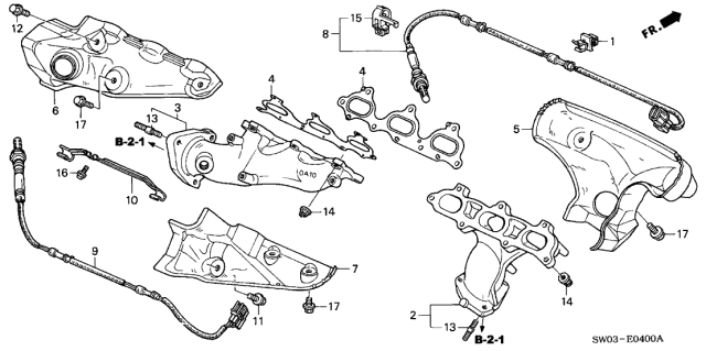 2001 Acura NSX 2 Door NSX-T KA 4AT Exhaust Manifold Diagram