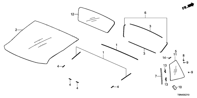 2021 Acura NSX Hatch Glass - Quarter Glass Diagram