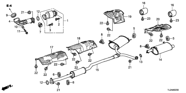 2013 Acura TSX Exhaust Pipe A Diagram for 18210-TA0-A12